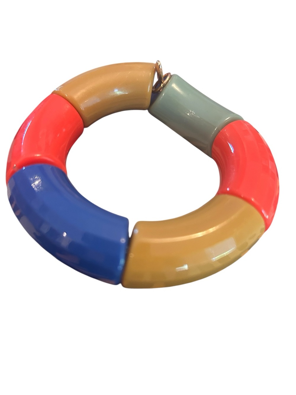 Plunder Colorblock Resin Bangle Bracelet in Coral, Blue, Mustard & Sage